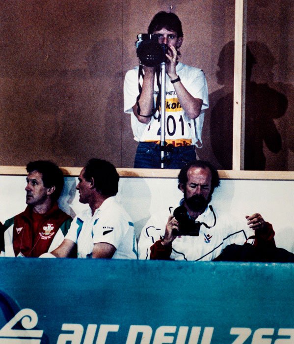 Photographer Kevin Landwer-Johan Working at the Commonwealth Games 1990