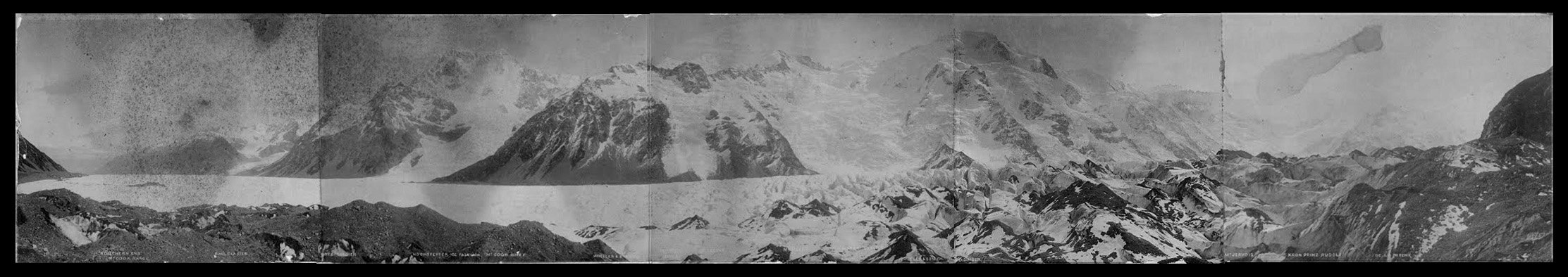 panorama of Mt Cook range made bty Frederick Cooper, early New Zealand Photographer
