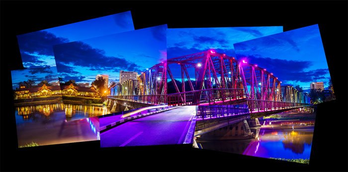 photomontage of the Iron Bridge in Chiang Mai, Thailand