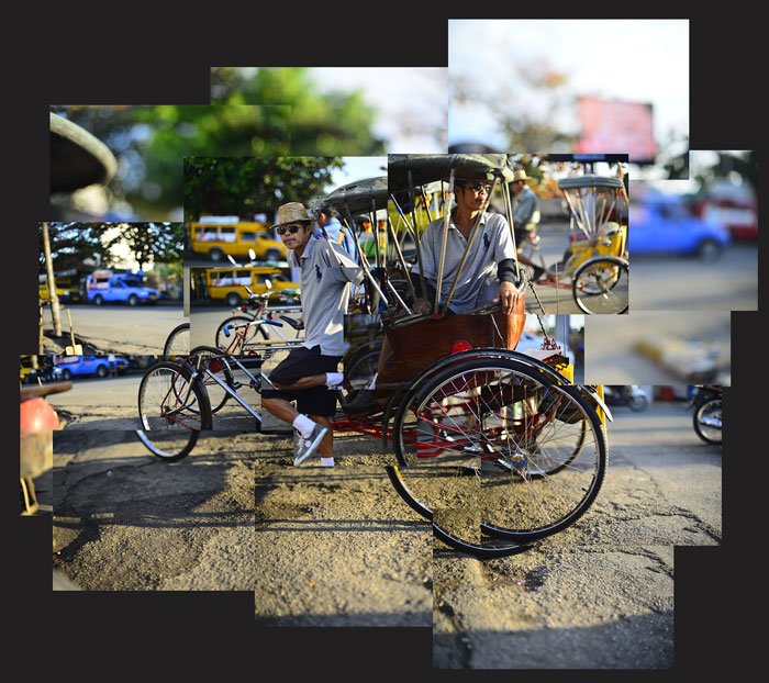 photomontage of a tricycle taxi in Chiang Mai, Thailand