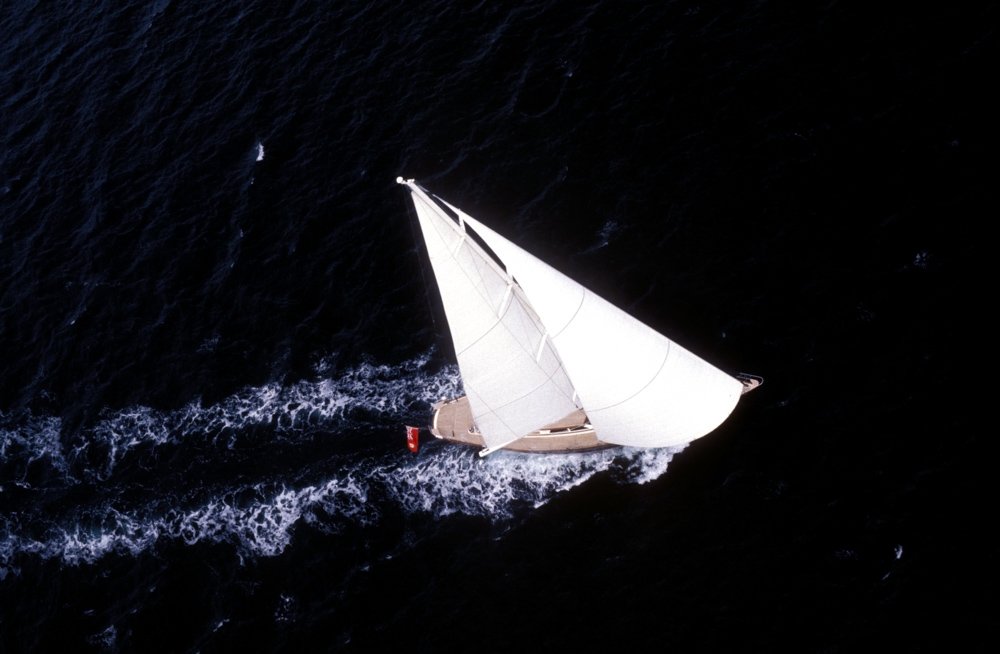 Yacht sailing in a harbour