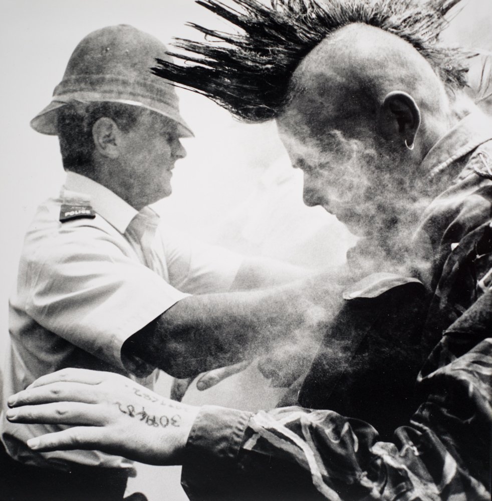 Street Protests historic black and white photo from Auckland city, 1990s