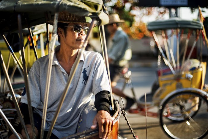 Tricycle Taixs Action Portrait taken during a Chiang Mai Photo Workshop © Kevin Landwer-Johan