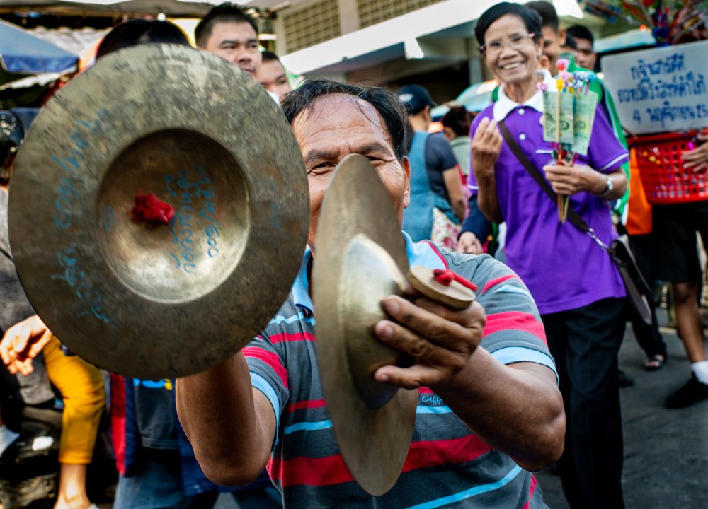 Market Cymbal Player during a Chaing Mai Photo Workshop at Maung Mai Markets, Thailand