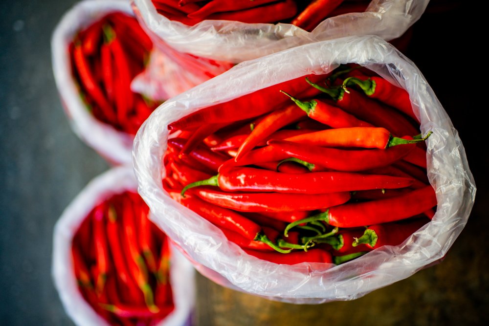 camera settings for Chillies Taken on a Chiang Mai Photo Workshop at Muang Mai Market, Thailand