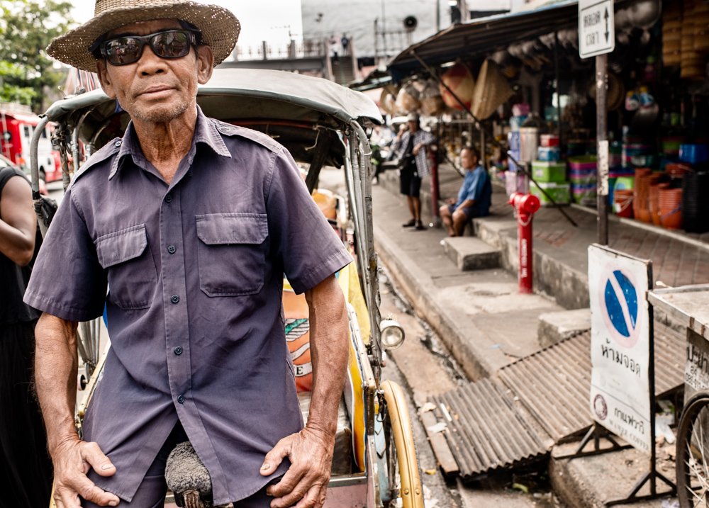 Tricycle Taxi Proud Rider Portrait taken during a Chiang Mai Photo Workshop