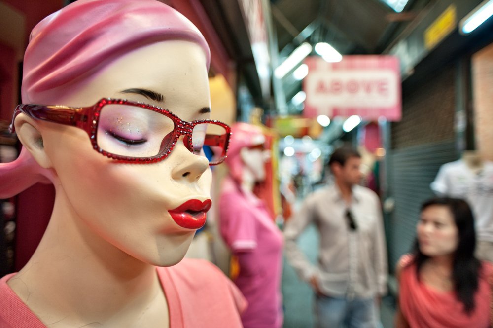 How To Compose the Best Photos – Fill The Frame. Humorous mannequin at the Chatuchak Weekend Market in Bangkok, Thailand, This market is one of the largest weekend market in the world and has over 15,000 stalls and covers an area of about 27 acres. It is popular with both locals and tourists.