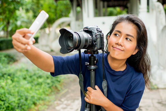 Taking a selfie phone vs camera