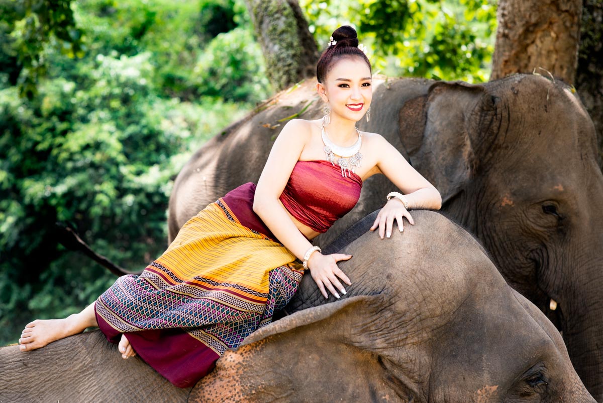 Thai model on an Elephant