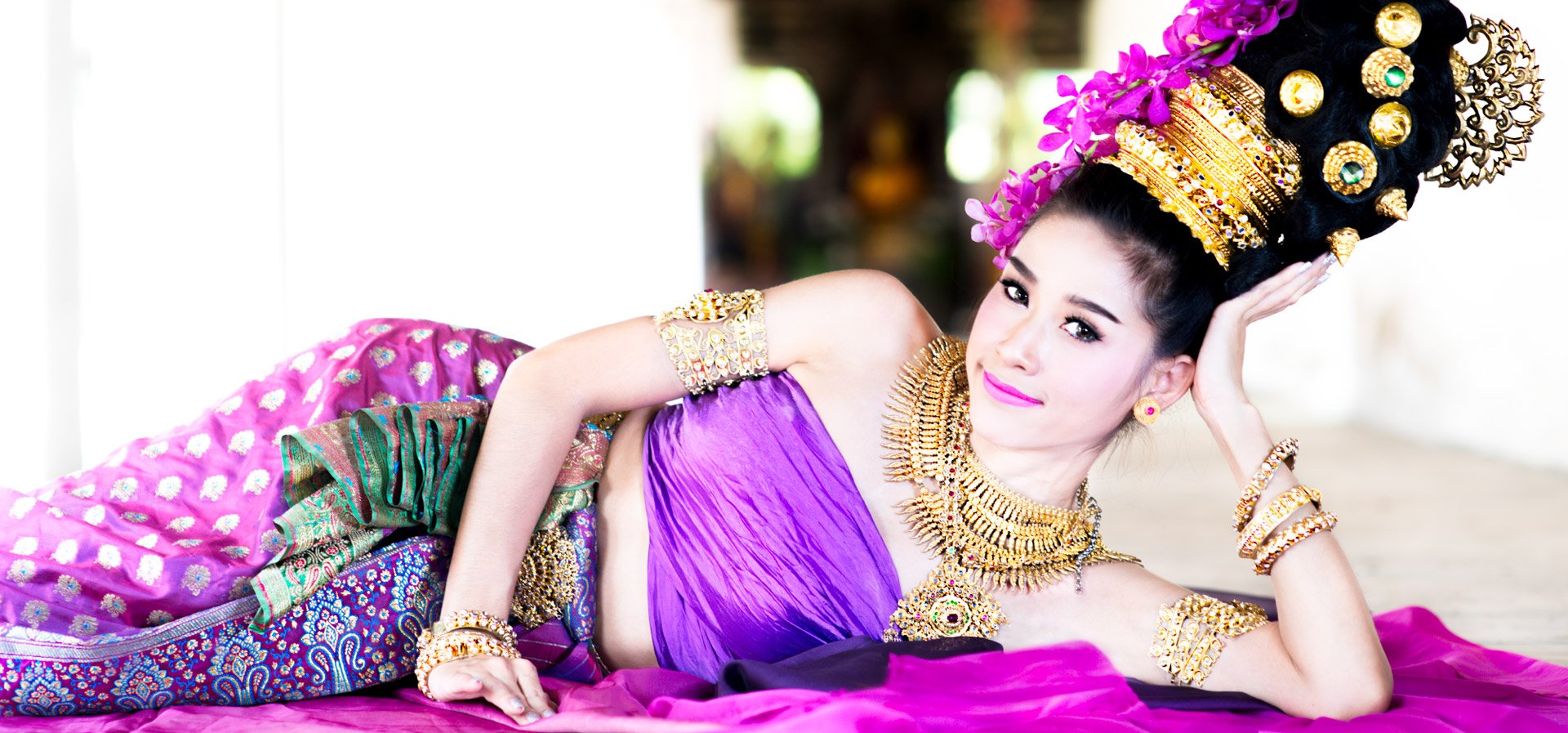 Thai dancer resting, for photographer terms illustration
