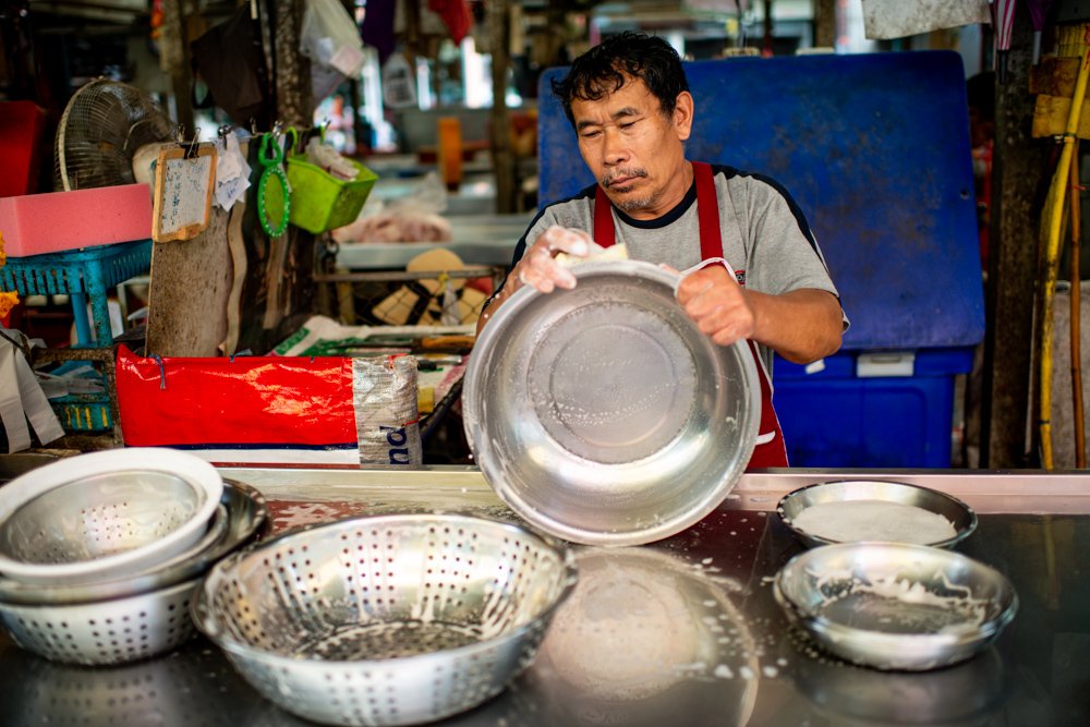 Washing Up at the Markets in Chiang Mai, Thailand