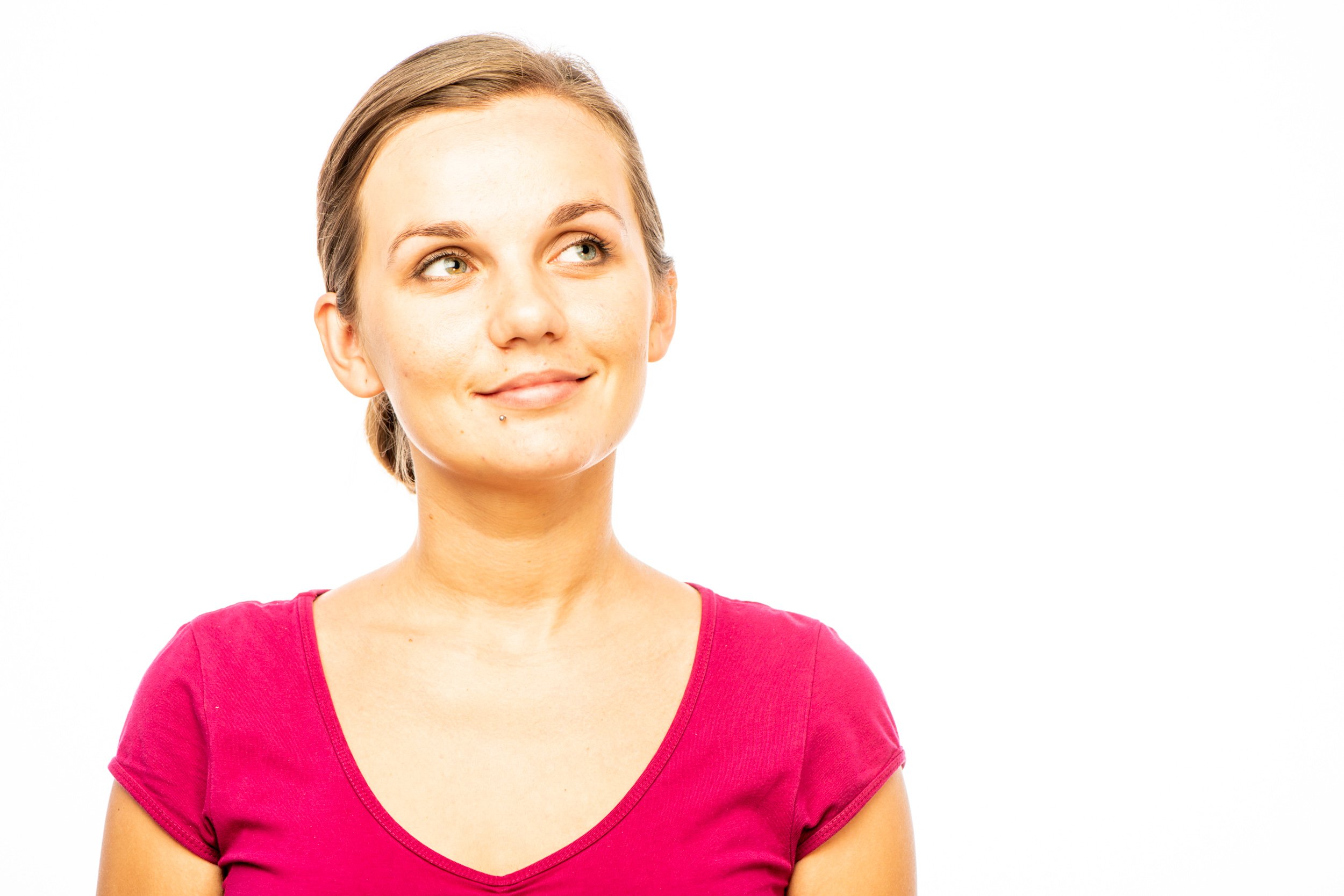 A young woman thinking about an introvert photographer
