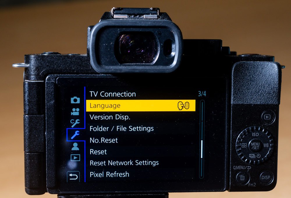 camera menu language set up