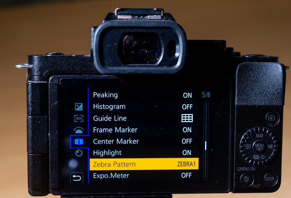 New camera set up showing menu