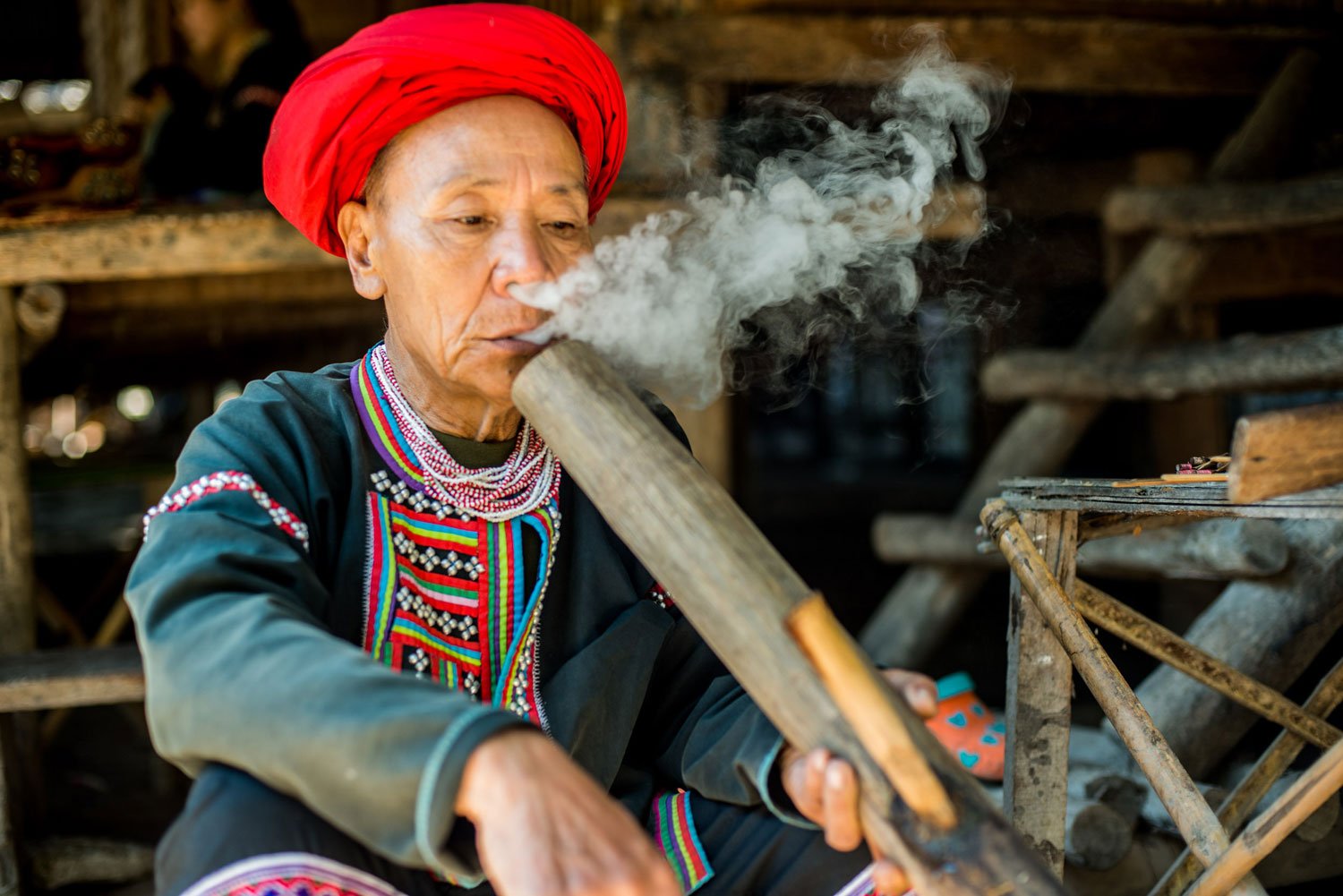 Lahu man smoking portrait © Kevin Landwer-Johan