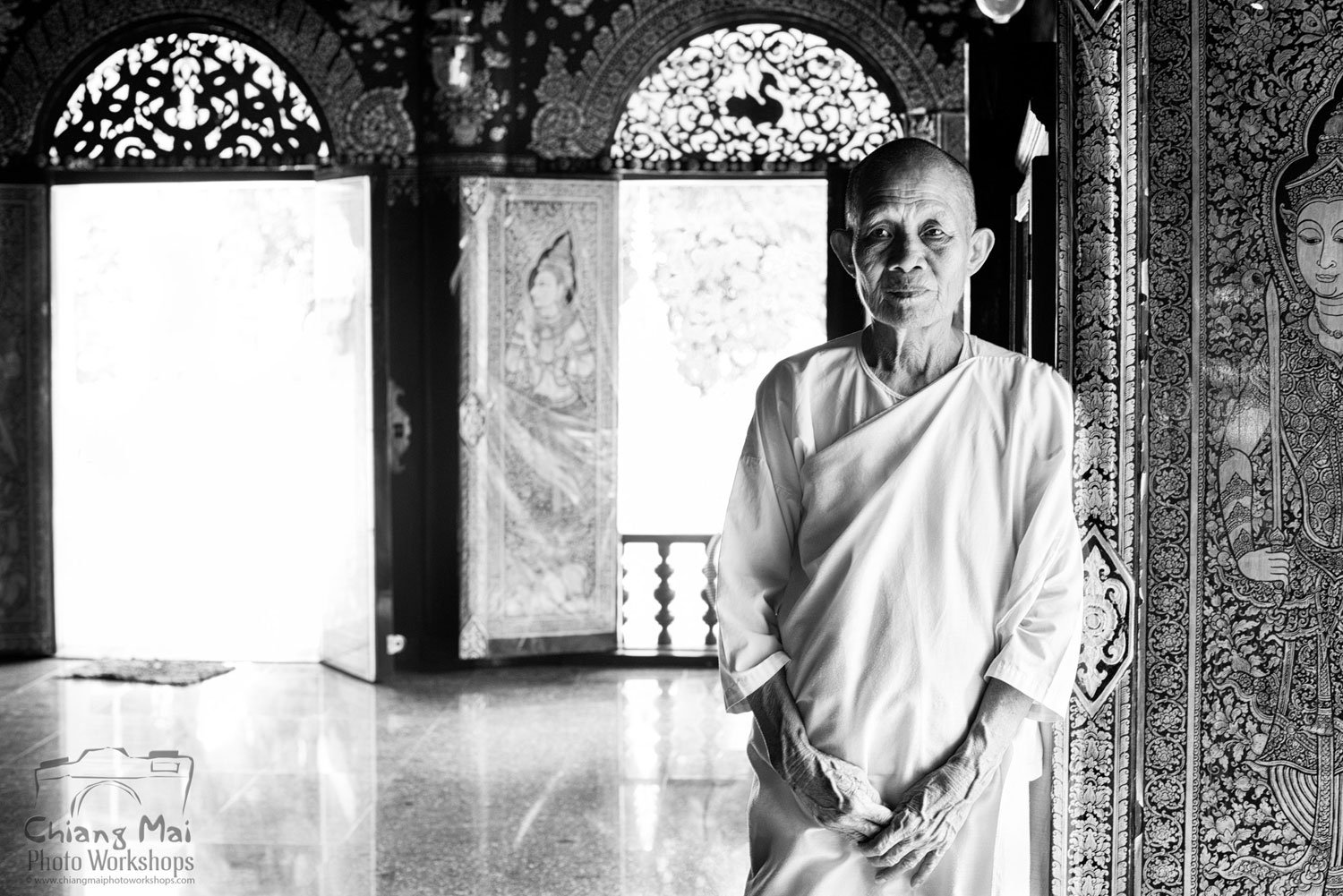 Buddhist nun environmental portrait © Kevin Landwer-Johan